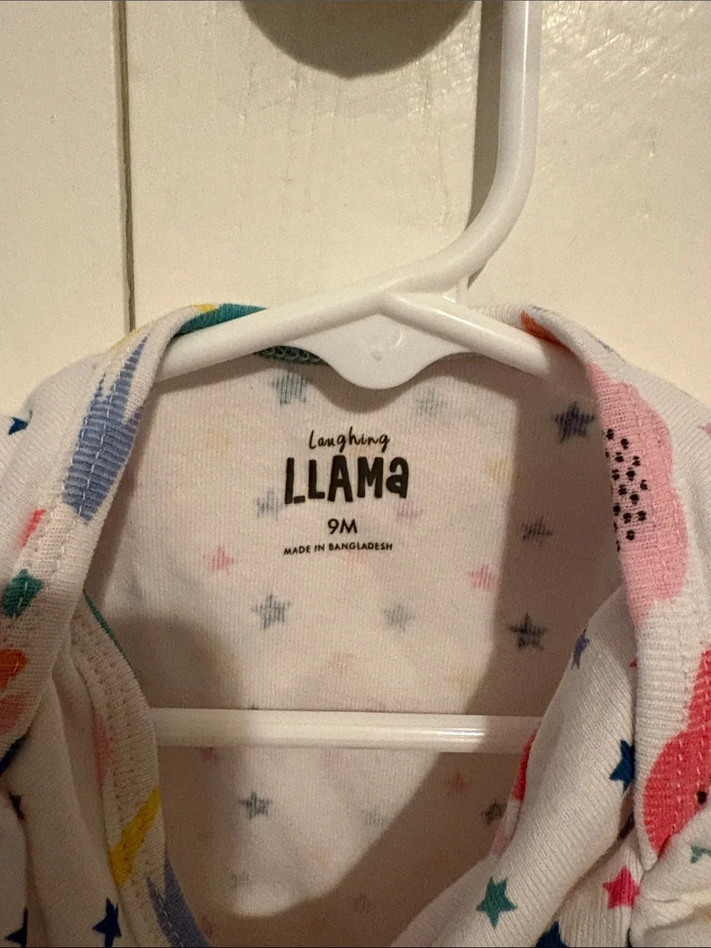Llama White Multi-Star Ruffle Sleeve One-Piece Bodysuit
